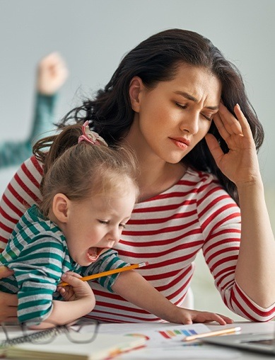 woman frustrated with child