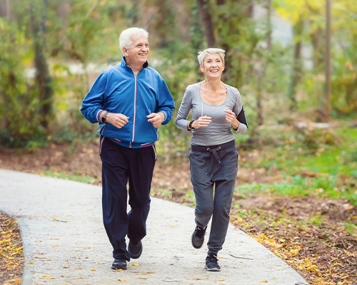 man and woman running