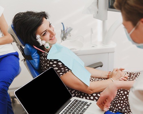 woman smiling at dentist