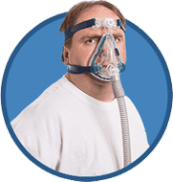 man with cpap maask on