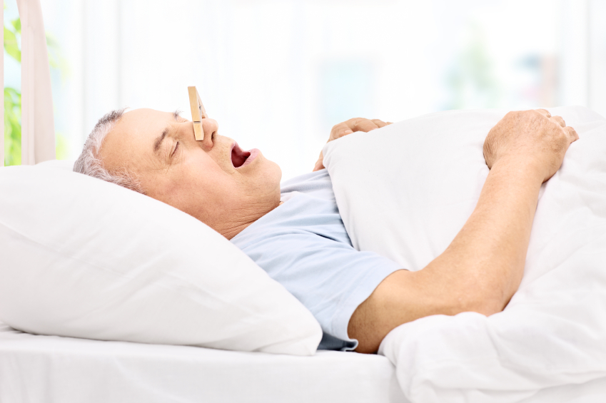 Senior sleeping with a clothespin on his nose Summerlin Center For