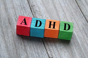 “ADHD” spelled out with colorful blocks
