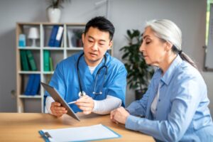 Patient and doctor having a serious conversation